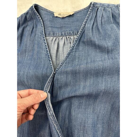 Madewell Women's Denim Top Wrap V-Neck Puff Sleeve Small - Picture 9 of 11